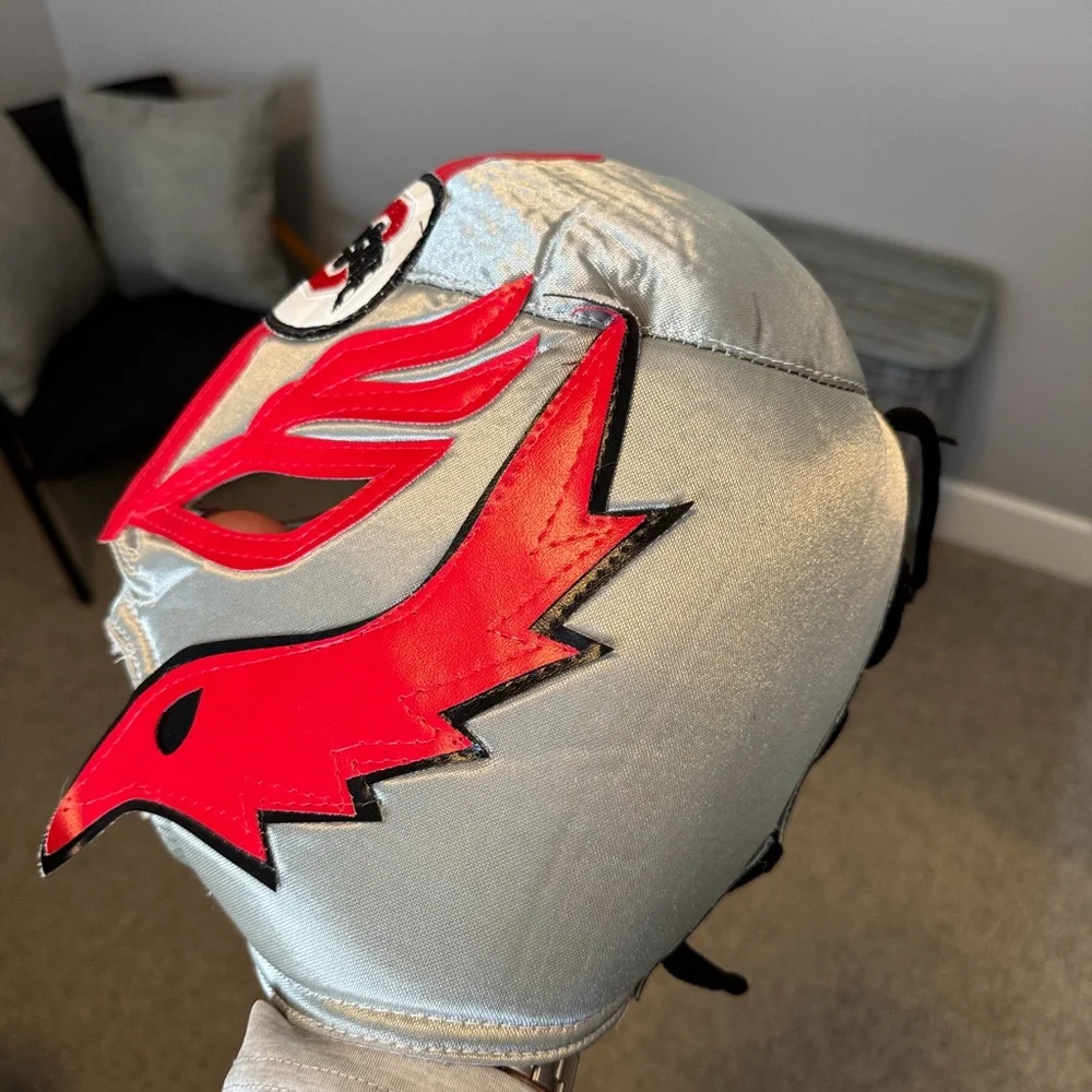Ohio state Silver and Red Luchador Mask